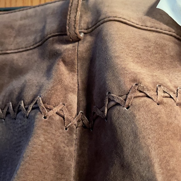 1990s High-waisted Western Suede Pants with Turquoise and Metal Studs - Picture 7 of 10